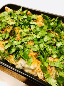 サバ缶とパクチーでオープンコロッケ風