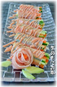 簡単オードブル♪カラフル千切り野菜の☆生ハム巻き