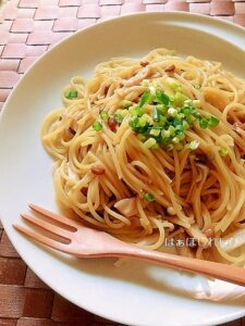 フライパン一つで！きのこと納豆のスパゲティー