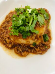 充填豆腐で麻婆あんかけ！