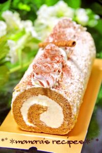 ホットケーキミックスで簡単♡モカロールケーキ