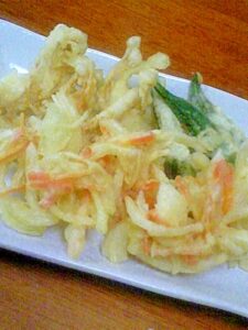 甘くて美味しい♪新玉ねぎのかき揚げ。