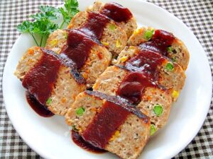 フライパンで☆カラフル野菜入りミートローフ