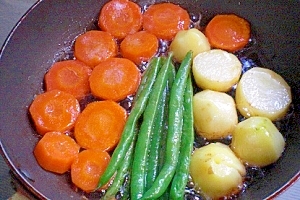 ハンバーグの付け合せに！　「3種野菜のバター焼き」