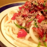 サバ缶とトマトの冷やしうどん