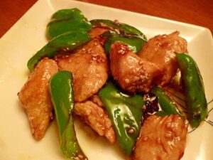 鶏ささみとピーマンの照り焼き